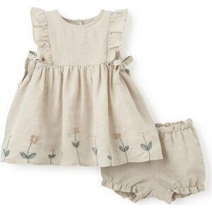 Elegant Baby | Tea Party Picnic Floral Embroidered Dress 3-6M (No bloomers)